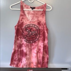 Red Tie Dye Obey Tank Top